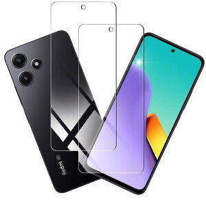 houge 【 2枚 セット 】 For Xiaomi Redmi 12 5G XIG03 用の ガラスフィルム 用の スマホ フィルム 保護フィルム 液晶 強化 ガラス 硬度9H 貼り付け簡単 飛散防止 高透過率 指紋防止 耐衝撃 全面保護 国