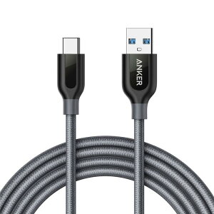 Anker PowerLine+ USB-C  USB-A 3.0 �P�[�u�� (1.8m �O���[) iPhone 16 / 15 / Oculus link/Galaxy / �AiPad Pro (2018, 11�C���`) / iPad Air
