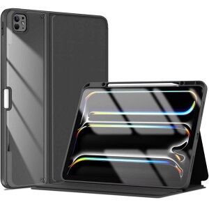 ProCase iPad Pro 13�C���` �P�[�X M5/M4 2025/2024 �y�����[ �ϏՌ� �t�H���I�J�o�[ 3�̃X�^���h���[�h �I�[�g�X���[�v�Ή� -�u���b�N