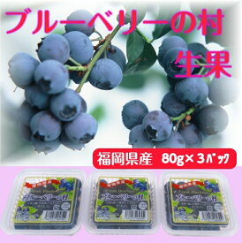 ブルーベリー生果ギフト　80g×3パック　福岡県産　生　完熟　果物　フルーツ　旬　冷蔵　プレゼント　父の日ギフト　くだもの