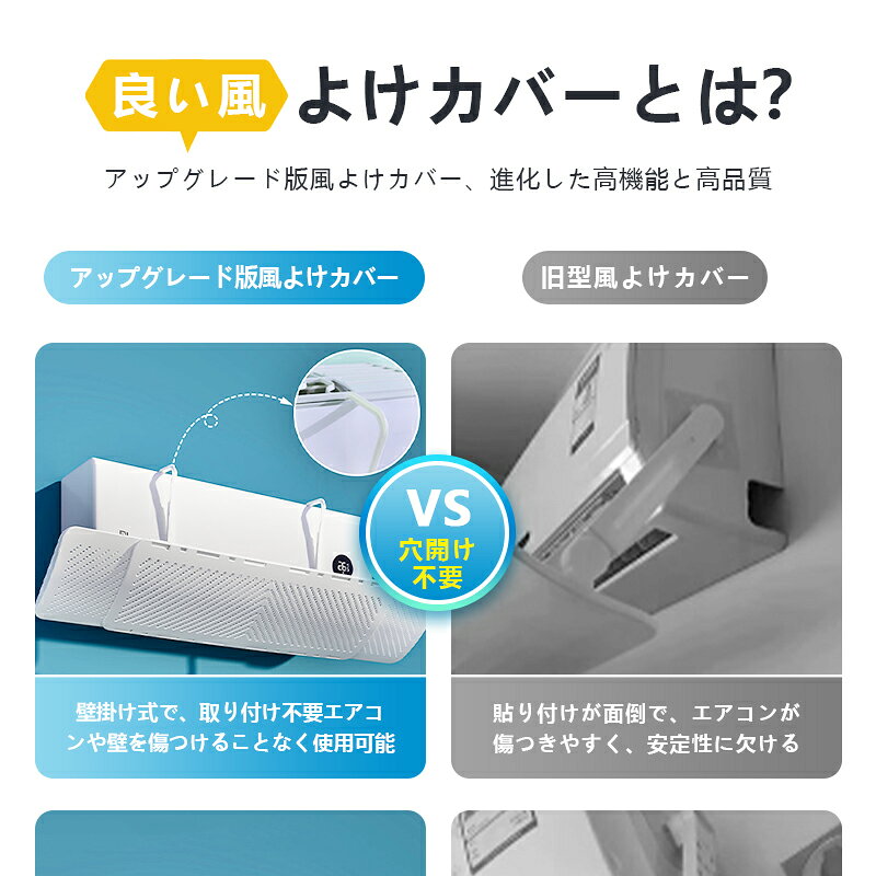【クーポンで1,980円★組み立て不要★左右調節モード】 エアコン 風よけ エアコン 風除け カバー エアコン 風向き 調整 寒い エアコン かぜよけ 直撃風 風除け エアコン風よけカバー 快適 空気循環 軽量 風よけカバー 冷房 暖房通用 結露防止 長さ調整可 風の直撃防止 - メイン画像 4