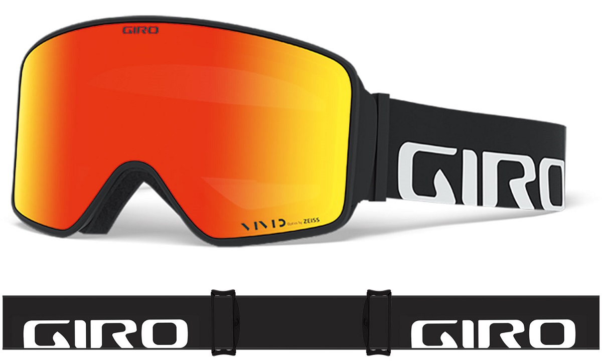 GIRO(ジロ) METHOD メソッド アジアンフィット ゴーグル BLACK WORDMARK VIVID Ember 34/Vivid Infrared58 7105279（曇天用）スペアレンズ付き スキー スノーボード カールツァイス製 7106045 ゴーグル