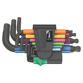 Wera ヴェラ L型六角レンチセット 9本組 マルチカラー ショートタイプ ブラックレーザー仕上げ　950 SPKS/9SM Hex-Plus Multicolour 2 Short（05133164001）