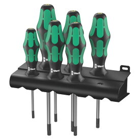 Wera ヴェラ いじり止めトルクスドライバーセット 6本組 ブラックポイントチップ 367/6 BO Rack Screwdriver Set 6 pieces ラック付き（05138250001）