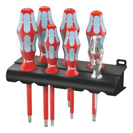 Wera ヴェラ VDE 絶縁ステンレスドライバーセット 7本組 レーザーチップ 検電ドライバー付き 3160 i/7 Stainless VDE Rack Screwdriver Set 7 pieces ラック付き（05022728001）