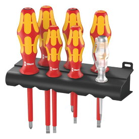 Wera ヴェラ VDE 絶縁ドライバーセット 7本組 レーザーチップ 検電ドライバー付き 160 i/165 i/7 VDE Rack Screwdriver Set 7 pieces ラック付き（05006148001）