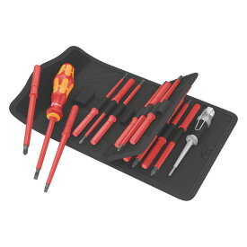Wera ヴェラ VDE 絶縁 クラフトフォーム コンパクト 電気工事用16 差替式ドライバーセット　Kraftform Kompakt VDE 16 Universal 1 収納ケース付き（05003474001）