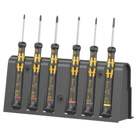 Wera ヴェラ ESD 静電防止 精密ドライバーセット 6本組 ラック付き 1550/6 ESD Screwdriver Set 6 pieces （05030180001）