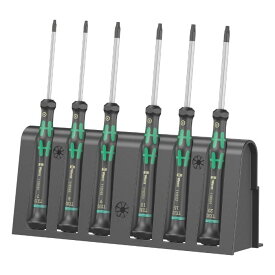 Wera ヴェラ 精密いじり止めトルクスドライバーセット 6本組 　2067/6 TORX BO Rack Screwdriver Set 6 pieces ラック付き（05118154001）