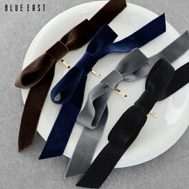 ポニーフック ヘアアクセサリー ヘアピン リボン ベロア 髪飾り パーティー フォーマル アクセサリー シンプル おしゃれ レディース まとめ髪 上品 大人 可愛い ギフト プレゼント BLUEEAST