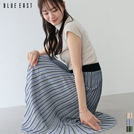 【SALE／30%OFF】シアーストライプニットスカート プリーツ風 スカート ボトムス レディース ロング丈 シアー 透け感 サマーニット レーヨン 配色 ストライプ ウエストゴム 春 夏 おしゃれ トレンド かわいい オフィス 通勤 着回し BLUEEAST