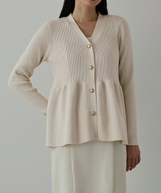 【1/22 13:59まで！タイムセール／10%OFF中】【累計販売数2000枚突破！】【送料無料】【新色ベージュミックス追加】【J by blue】ゴールドボタンペプラムカーディガン