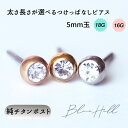 つけっぱなし ジュエル セカンドピアス 日本製 5mm 純チタン 太軸 片耳 アレルギー 金属アレルギー 対応 ファーストピアス ピアス 軸太 チタン ロングポスト ゲージ 16G 18G 20G かわいい おしゃれ BlueHill サージカルステンレス ステンレス 金 銀 ゴールド シルバー SSS