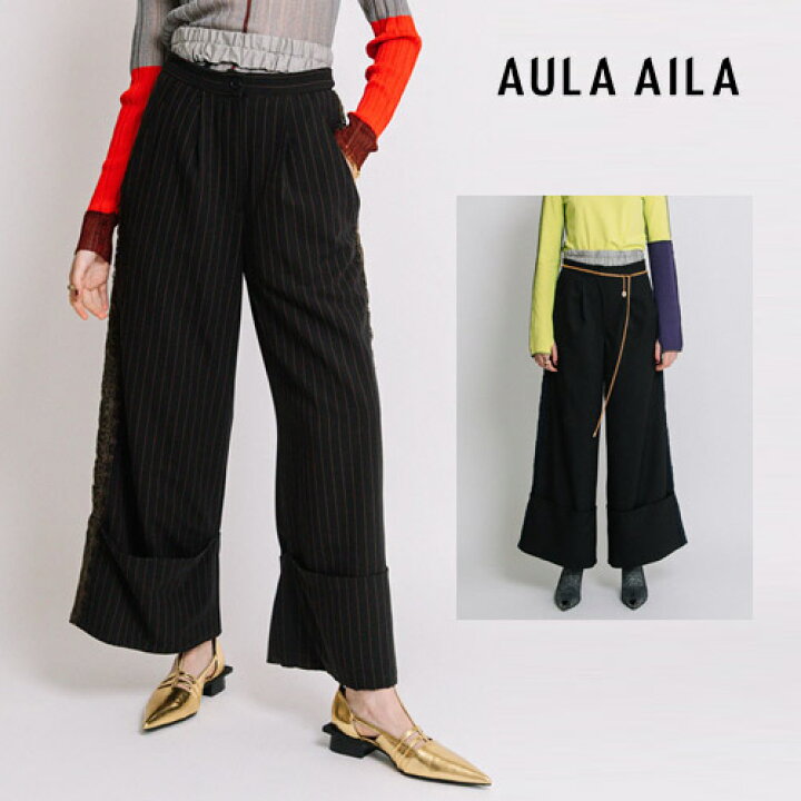 楽天市場】AULA AILA アウラアイラ レースラインパンツ ワイドパンツ  