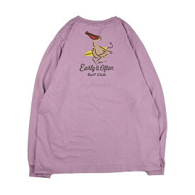 Almond Surf アーモンドサーフ EARLY&OFTEN メンズ/レディース ピンク/ホワイト/ネイビー S-XL LS2352【Tシャツ 長袖 長袖Tシャツ ロングTシャツ ロンT カットソー ポケット カモメ 動物 日本製 カリフォルニア サーフ サーフブランド おしゃれ ブランド 白 紺】