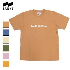 BANKS バンクス LABEL TEE メンズ/レディース ライトブラウン/ブルー/ライトレモン/カーキ/ラベンダー/オレンジ S-L OOO【Tシャツ 半袖 ロゴ ブランドロゴ サーフ系 オーガニックコットン ブランド サーフ サーフファッション サーフブランド 青 黄色 紫】