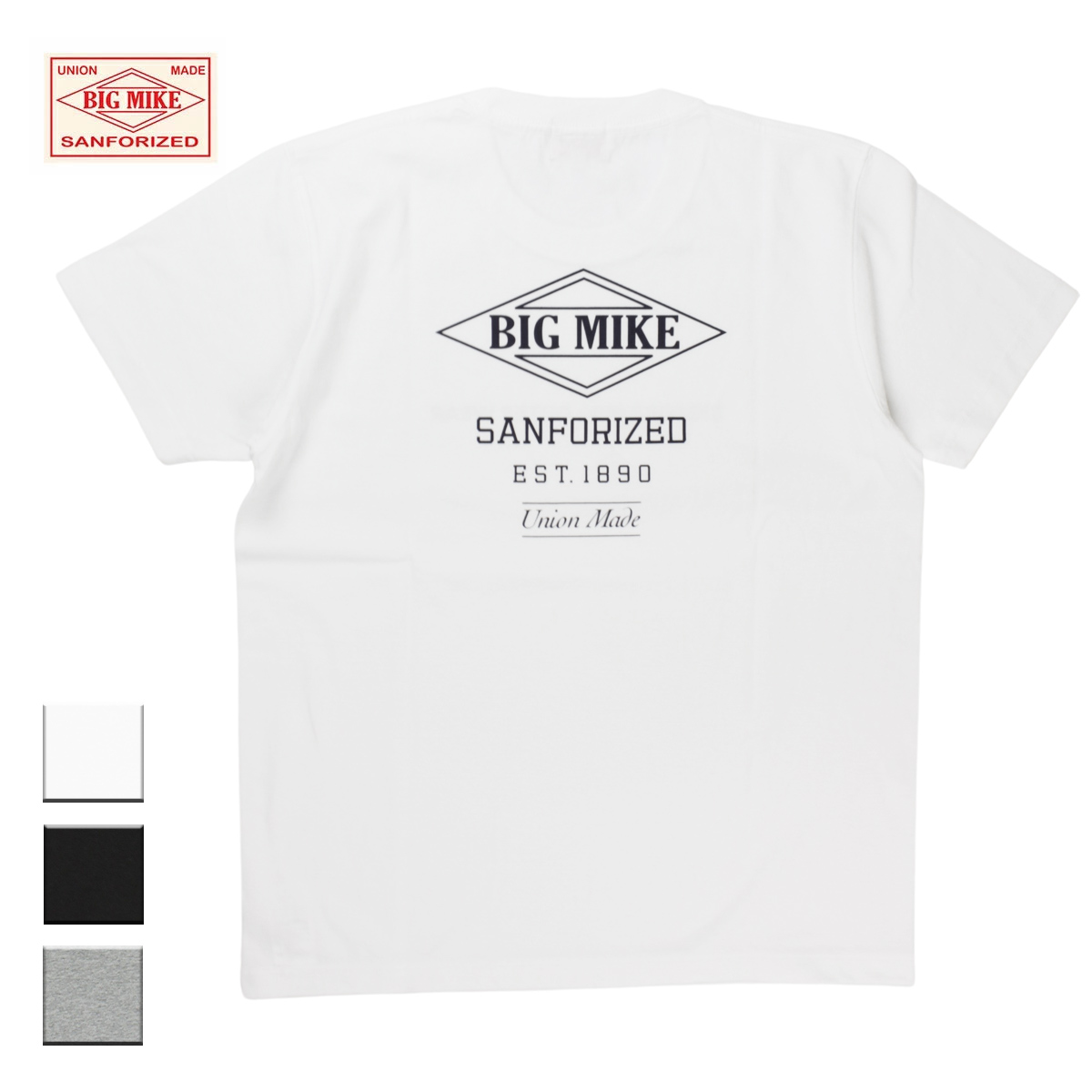 BIG MIKE ビッグマイク LOGO S S TEE メンズ レディース ホワイト ブラック グレー M-XL<br><br>