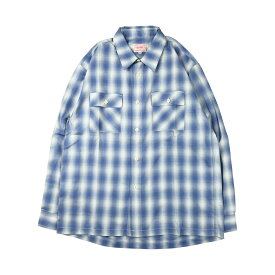 BIG MIKE ビッグマイク OMBRE CHECK LS SHIRTS メンズ ブルー/ミント M-XL【オンブレチェックシャツ シャツ 長袖 チェックシャツ ワークシャツ オンブレチェック カジュアル おしゃれ ブランド アメカジ アウトドア アメカジブランド 青 緑】