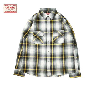 BIG MIKE ビッグマイク HEAVY FLANNEL SHIRTS メンズ ミント×イエロー S-XL【フランネルシャツ シャツ 長袖 ネルシャツ チェックシャツ ワークシャツ ヘビーネルシャツ ヘビーウェイト カジュアル おしゃれ ブランド アメカジ アウトドア アメカジブランド 黄色】