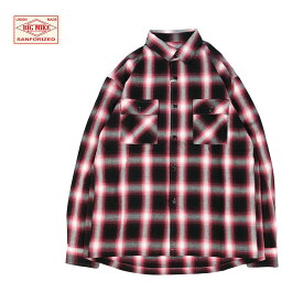 BIG MIKE ビッグマイク Light Flannel Shirts メンズ レッド×ブラック M-XL【フランネルシャツ シャツ 長袖 ネルシャツ チェックシャツ ワークシャツ ライトネルシャツ 薄手 カジュアル おしゃれ ブランド アメカジ アウトドア アメカジブランド 赤】