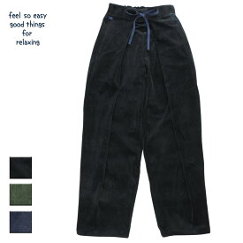 feel so easy good things for relaxing フィールソーイージー ONE SIZE FITS ALL PANTS メンズ/レディース ブラック/カーキ/デニムインディゴ OS【パンツ コーデュロイ コーデュロイパンツ ビーチパンツ バルーンパンツ ベルクロ 日本製 おしゃれ ブランド 黒 緑】