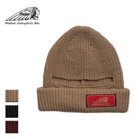 Indian インディアン 2way balaclava watch cap メンズ/レディース サンドベージュ/ブラック/バーガンディ FREE【インディアンモトサイクル インディアンモーターサイクル ワッチキャップ ニット帽 ニットキャップ コラボ おしゃれ ブランド 茶色 黒 赤】