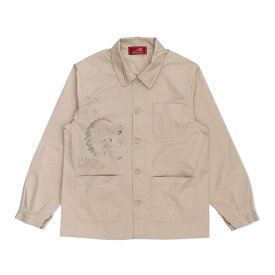 Indian インディアン Coverall jacket hand painted prints CHIEF メンズ/レディース ベージュ/ブラック/ホワイト M-XL【インディアンモトサイクル インディアンモーターサイクル カバーオール ジャケット ブランド おしゃれ 黒 白】