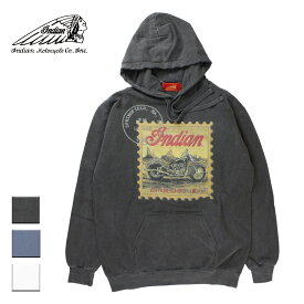 Indian インディアン Vintage pullover parker stamp メンズ/レディース ブラック/インディゴ/ホワイト M-L【インディアンモトサイクル インディアンモーターサイクル パーカー プルオーバーパーカー スウェットパーカー バイク ブランド ネイティブアメリカン】