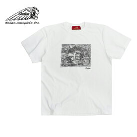 Indian インディアン PHOTO TEE 1950s メンズ/レディース ホワイト M-XL【インディアンモトサイクル インディアンモーターサイクル Tシャツ 半袖 フォト フォトT 白黒 モノクロ 写真 バイク バイカー バイク女子 おしゃれ ブランド ネイティブアメリカン 白】