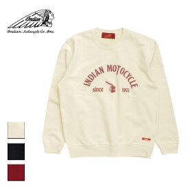 Indian インディアン Crew neck sweatshirt Foam print 1901 メンズ/レディース ベージュ/ブラック/バーガンディ M-XL【インディアンモトサイクル トレーナー スウェットトレーナー スウェット おしゃれ ブランド 紺 黒 赤】