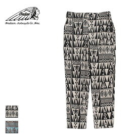 Indian インディアン All over print new garage pants メンズ/レディース ブラック×アイボリー/ブラック×ターコイズ M-L【インディアンモトサイクル インディアンモーターサイクル ガレージパンツ パンツ ワークパンツ 柄パンツ 柄 総額 おしゃれ ブランド 黒白】