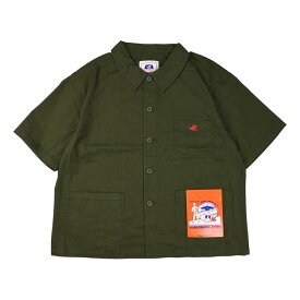 Le Pigeon Voyageur ル ピジョン ヴォワイヤジュール CHORE S/S JACKET メンズ/レディース ベージュ/カーキ/ブラック S-L PGC2-16M010【カバーオールジャケット 半袖 カバーオール ジャケット アウター ロゴ 胸ロゴ おしゃれ ブランド フレンチブランド 茶色 緑 黒】