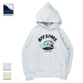 OFFSHORE オフショア OS×LOOSEMAN PULLOVER HOODIE メンズ/レディース ライトグレー/ライトイエロー M-XL OS22-1SW-004【プルオーバーパーカー プルオーバー パーカー LOOSEMAN ルーズマン サーフアート イラスト おしゃれ ブランド サーフ 黄色】