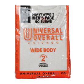 UNIVERSAL OVERALL ユニバーサルオーバーオール WIDE HEAVY 2PACKS SLEEVELESS メンズ ホワイト/ブラック/グレー S-XL UVOP-003【ノースリーブ 2パック 2枚 2枚セット タンクトップ 無地 厚い シンプル おしゃれ ブランド ワークブランド アメカジ 白 黒】