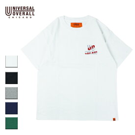 UNIVERSAL OVERALL ユニバーサルオーバーオール UOC PRINT TEE メンズ/レディース ホワイト/ブラック/ヘザーグレー/ネイビー/グリーン M-XL U2223232-C【Tシャツ 半袖 ロゴ 胸ロゴ バックプリント おしゃれ ブランド ワークブランド アメカジ 白 黒 紺】