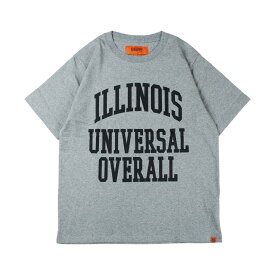 UNIVERSAL OVERALL ユニバーサルオーバーオール ILLINOIS PRINT TEE メンズ/レディース ブラック/ヘザーグレー/ネイビー M-XL U2223232-D【Tシャツ 半袖 フロントロゴ ビッグプリント イリノイ州 おしゃれ ブランド ワークブランド アメカジ 黒 白 紺】