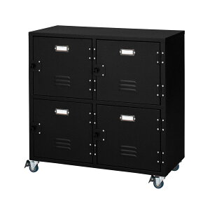 【送料無料】 AZUMAYA 東谷 チェスト4D ブルーグレー/ブラック 【チェスト 4段 ロッカー コンパクト キャビネット サイドワゴン スチール キャスター付き 収納棚 収納ボックス アメリカ西海岸