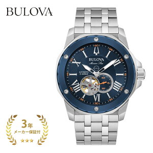 BULOVA �u���[�o 98A302 Marine Star �����Y �_�[�N�u���[×�V���o�[ 45mm �y�r���v ���v �}�����X�^�[ �ی` �������� �X�e�����X�X�`�[�� 20�C���h�� ������� �u�����h ���z