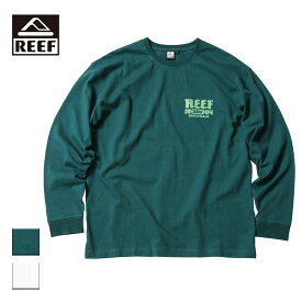 REEF リーフ ESSENTIALS L/S TEE メンズ/レディース グリーン/ホワイト M-L RFTEM2212【Tシャツ 長袖 カットソー ロングTシャツ バックプリント ロゴ おしゃれ ブランド アウトドア サーフ 緑 白】