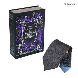 【送料無料】ディズニー ナイトメアー・ビフォア・クリスマス BOOK型BOX入り 無地総柄ネクタイ [DSD50028]