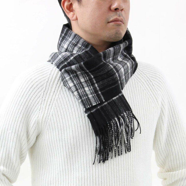 楽天市場 ジョンストンズ ストール マフラー メンズ レディース Wa16 ブラック ホワイトスチュワートマルチ Wa Ku0079 Johnstons ブルークウォッチカンパニー