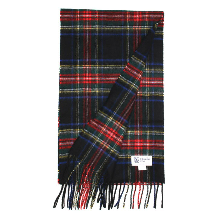 ジョンストンズ ストール マフラー メンズ レディース Wa16 ブラックamp ホワイトスチュワートマルチ Wa Ku0079 Johnstons 毎週更新