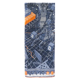 エルメス HERMES ストール カレ100 CARRE カシミヤ シルク ネイビー×マルチカラー 【THE GAME】 【箱】 【中古】
