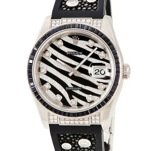 ロレックス デイトジャスト 36 ロイヤルブラック 116199SANR M番 K18WG 純正ダイヤ ゼブラ柄 自動巻き