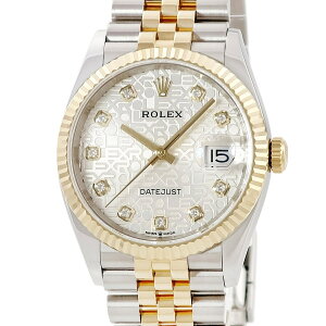 ロレックス デイトジャスト 36 126233G OH済 ランダム番 K18YG×SS コンビ 純正10Pダイヤ ホリコン 自動巻き