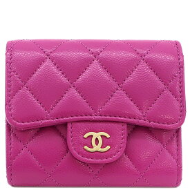 シャネル CHANEL 三つ折り財布 マトラッセ クラシック スモール フラップ/キャビアスキン パープル AP0229 定番 人気 美品 【中古】