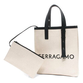 フェラガモ トートバッグ バッグ メンズ レディース ナチュラルベージュ&ブラック 241297 NATURAL NERO 0764870 SALVATORE FERRAGAMO