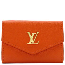 ルイヴィトン 三つ折り財布 カーフ オレンジ ミニ財布 ネーム刻印入り M82435 中古