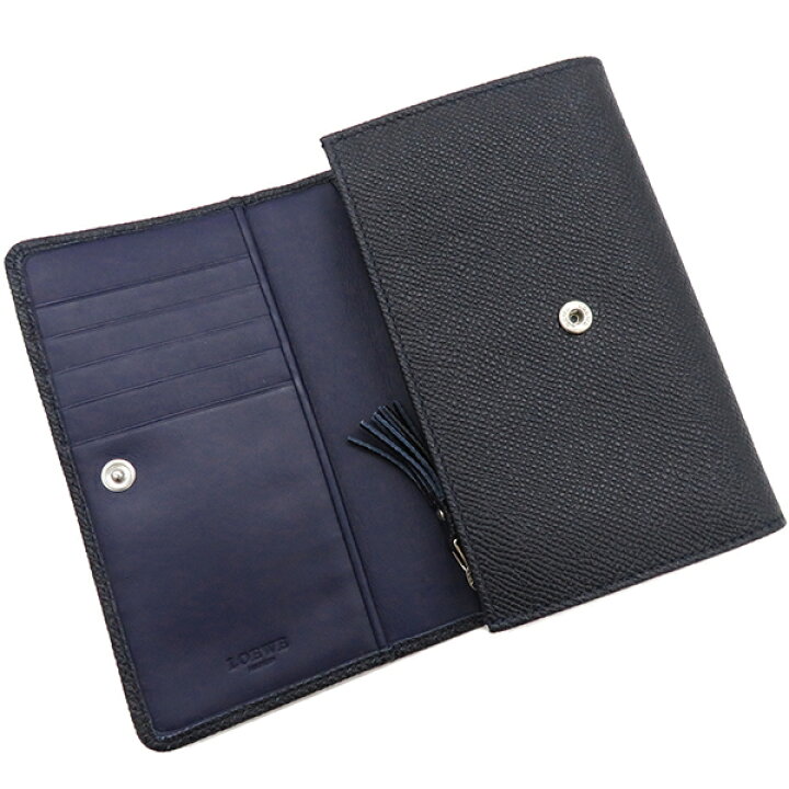 楽天市場】ロエベ 二つ折り財布 コンパクト財布 レザー ネイビー 中古 