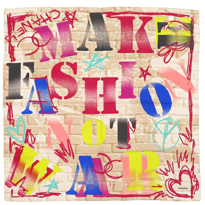 楽天市場】シャネル スカーフ アルファベットロゴ シルク マルチカラー  